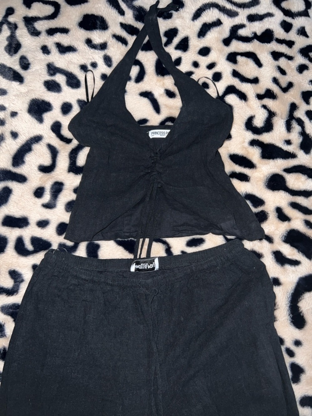 Princess Polly Black Halter Top and Pants Set - Picture 2 of 5